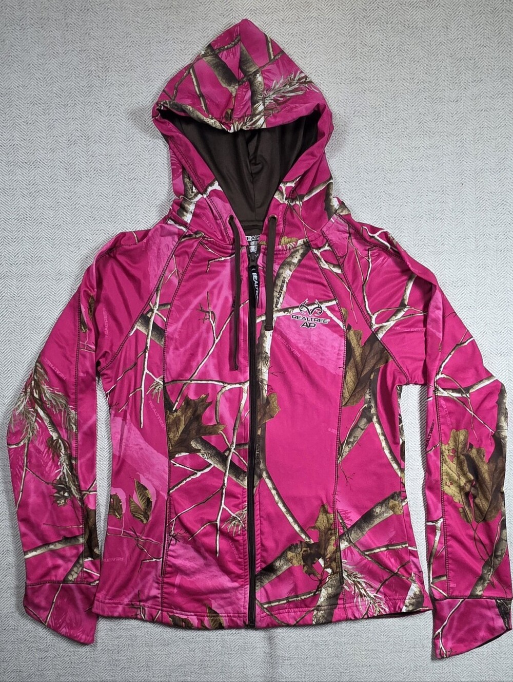 Realtree AP Pink Camo Full Zip Hoodie Jacket Youth Girls Size S Small 4-6